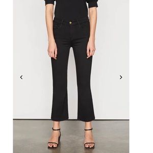 Frame denim Le Crop Mini Boot jean in black/film noir. Size 28.